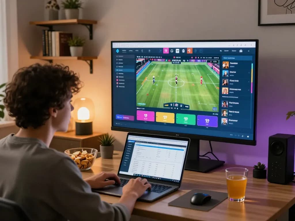 Engaging with nhan dinh keo nha cai on a cozy home sports betting setup featuring live match analytics