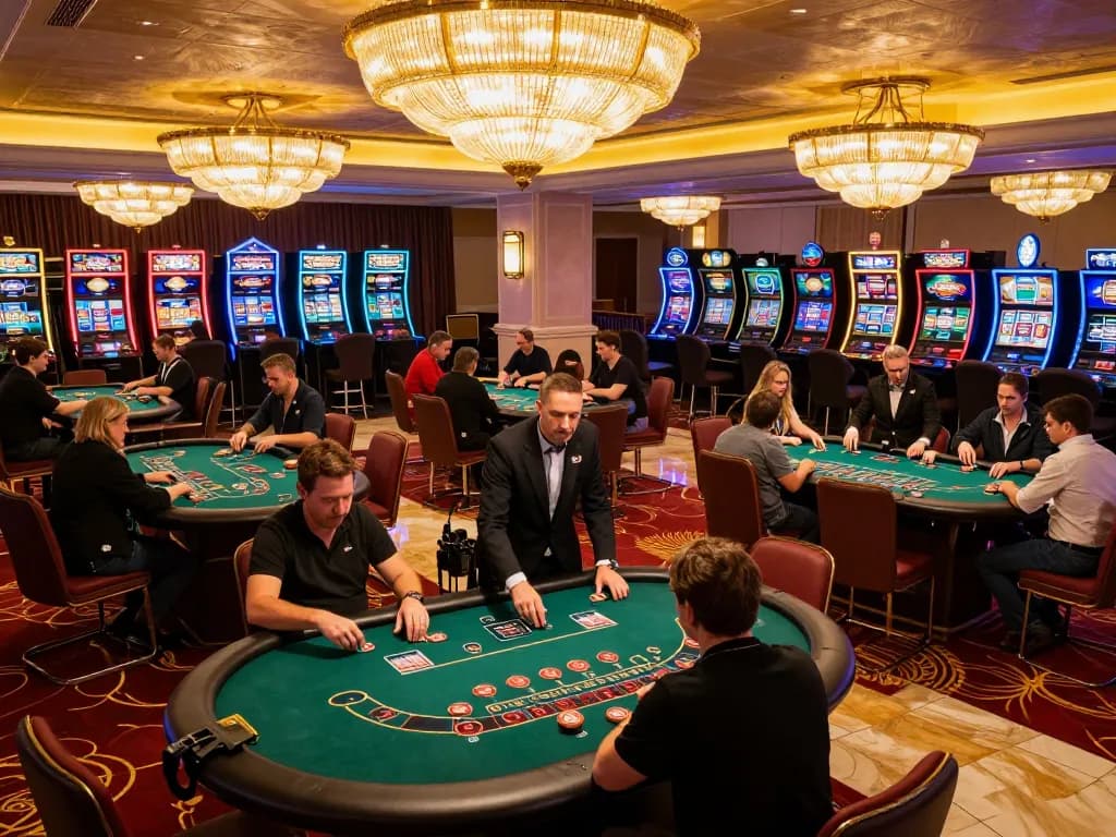 Players enjoying blackjack at 68win's upscale casino, showcasing dynamic gameplay and professional dealers