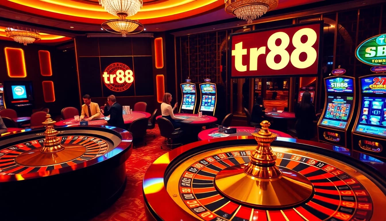 Experience high-stakes gambling at TR88's luxury casino with roulette and poker tables.