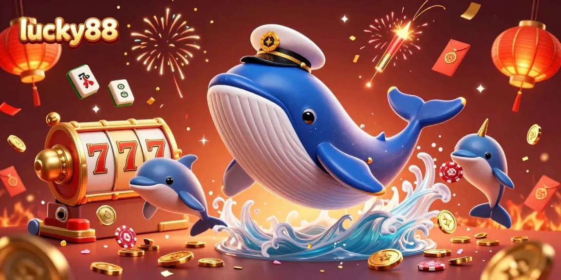 Spin and win with lucky88 in this vibrant 3D casino scene featuring playful characters.