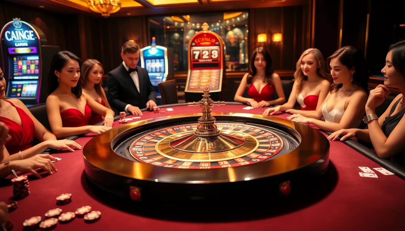 SODO66 roulette table illuminated in a vibrant casino scene emphasizing high-stakes excitement.