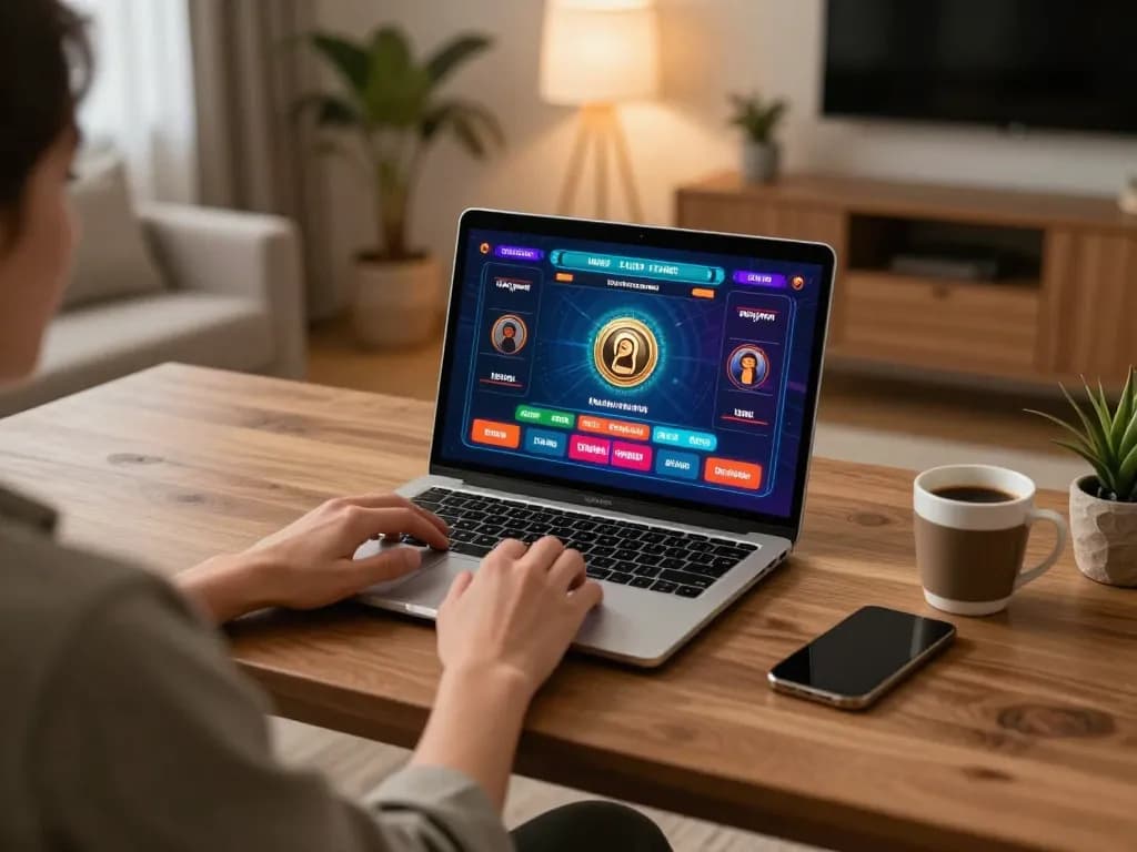 Engaging in live dealer games at god55 online casino from a cozy home office setup.