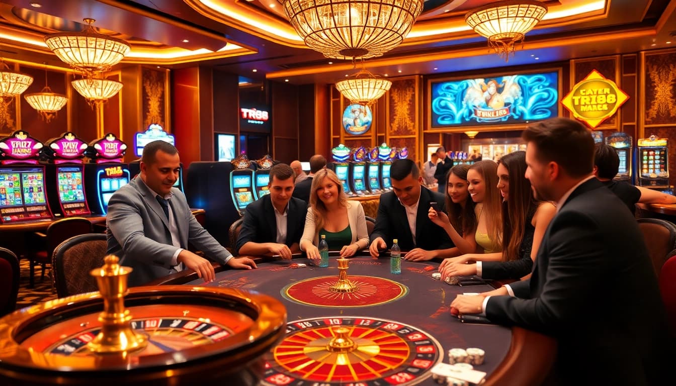 Experience high-stakes action with tr88 poker chips on a luxurious casino table.