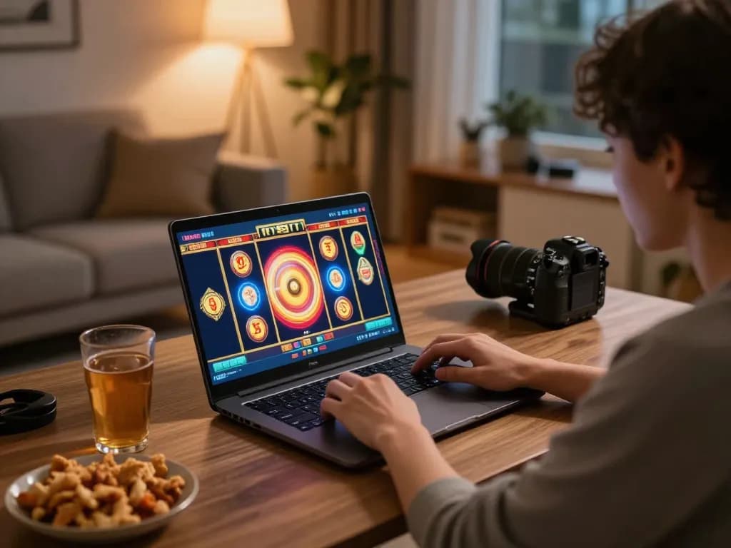 good88 player enjoying immersive online slots experience in cozy home setup