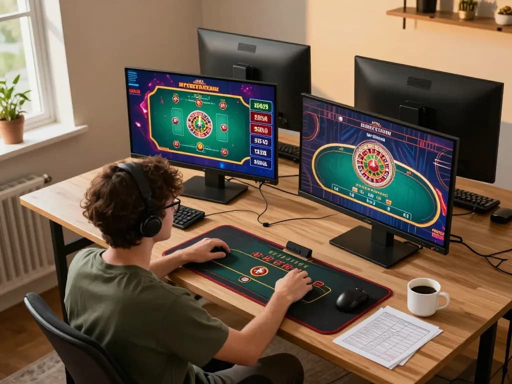 Engaging online gaming with 32win displayed on multiple screens, showing strategic betting.