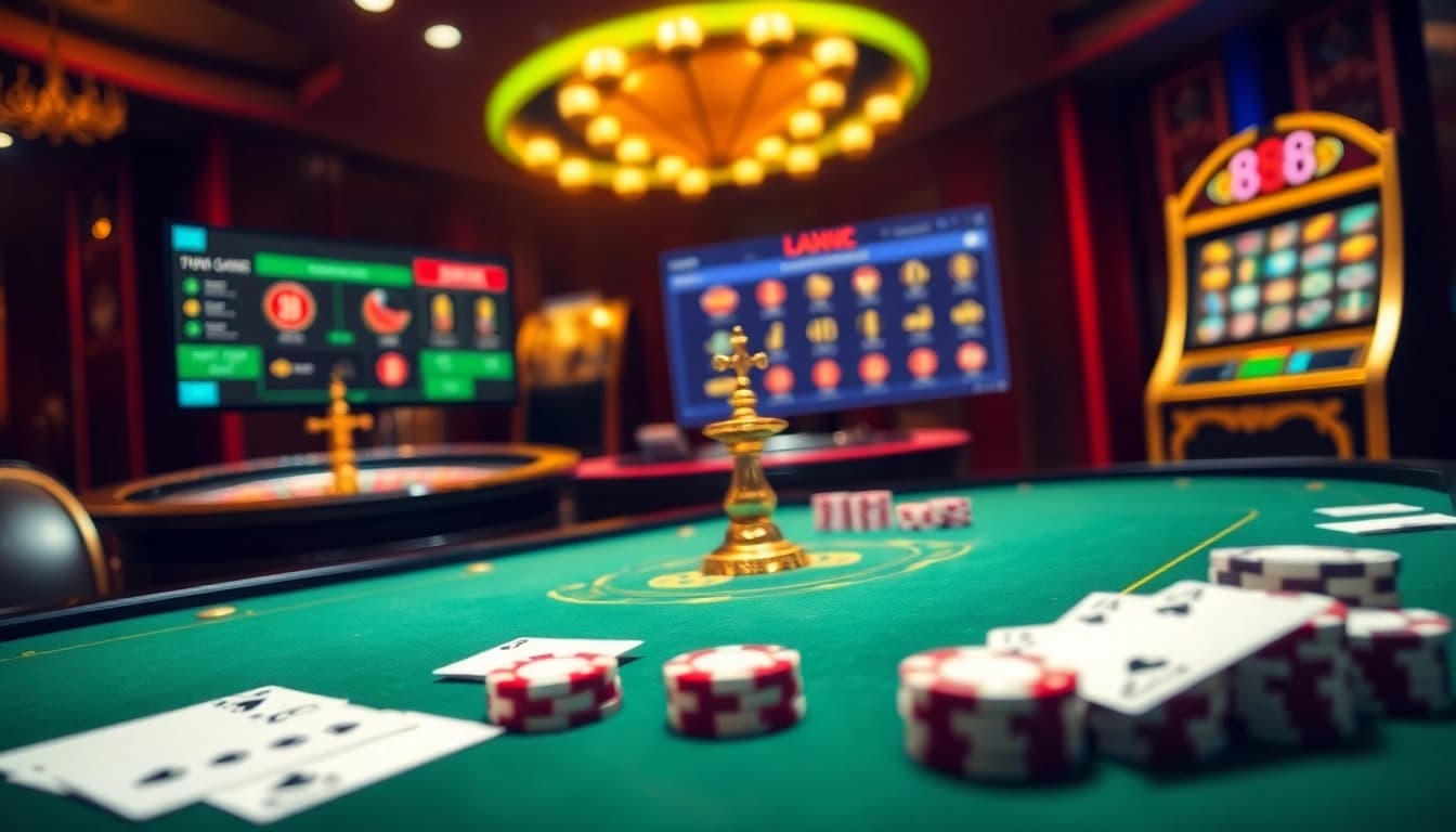Experience the thrill of online gaming at Trang chủ 888P, featuring vibrant casino tables and exciting betting options.