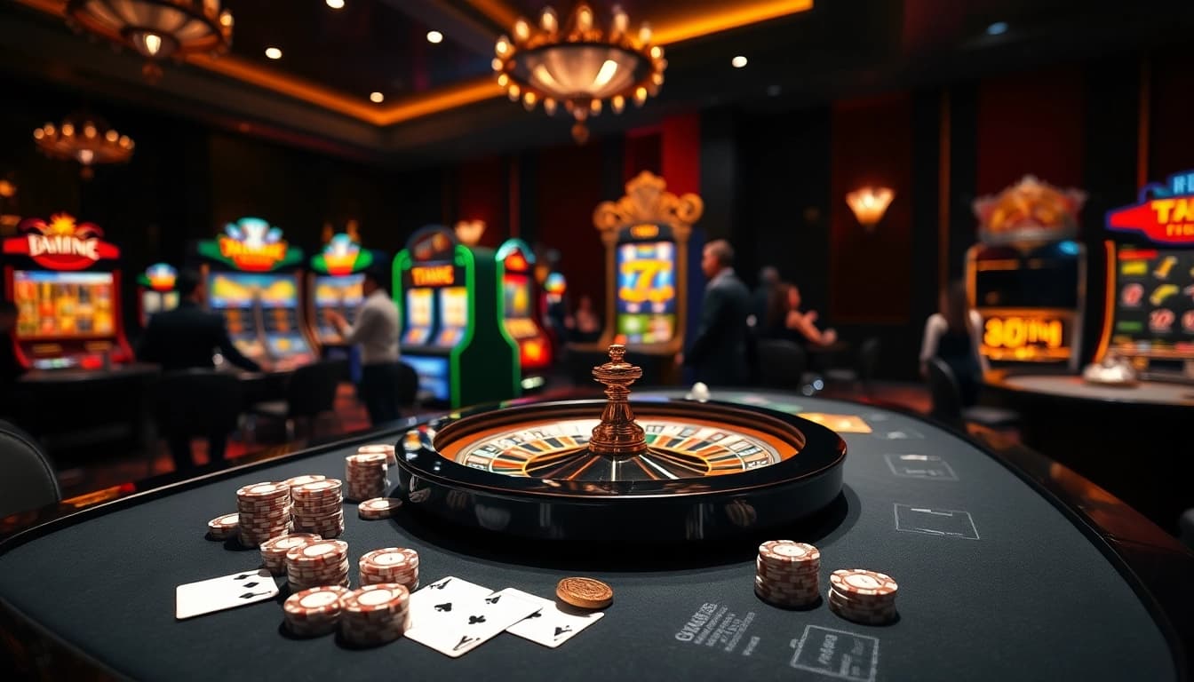 Tải App Nhà Cái 68VIP with a luxurious casino scene showcasing strategic gameplay.