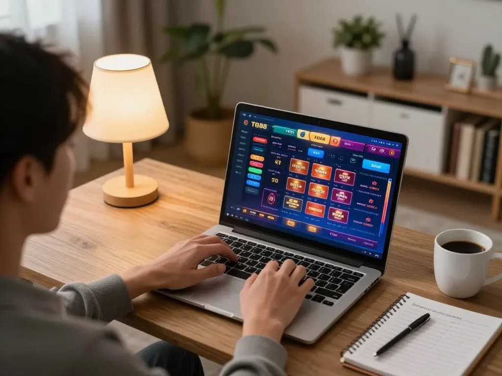 Engaging gameplay on TG88 casino platform in a cozy home setting