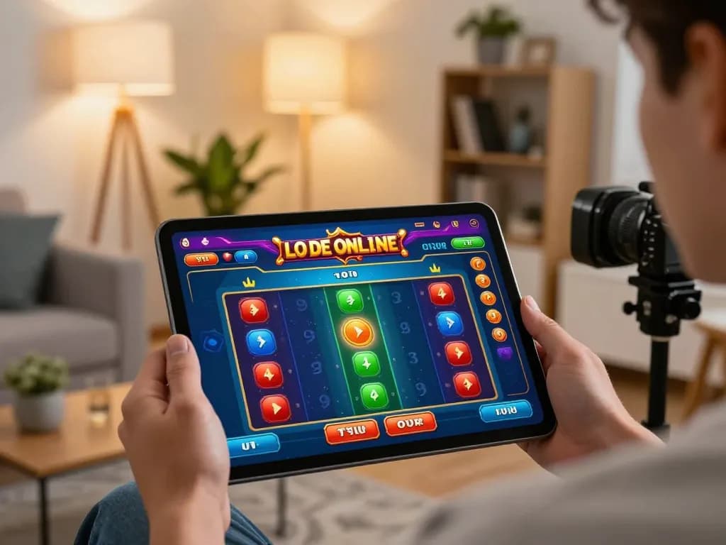 Engaging lo de online gameplay displayed on a tablet, showcasing strategic betting features in a cozy home setting.