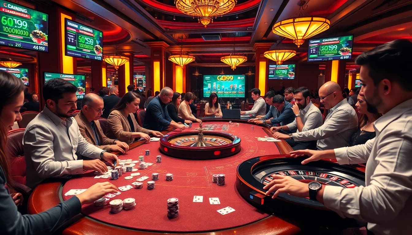 Experience thrilling gameplay at https://go999.in.net/ with poker chips and a roulette wheel in action.