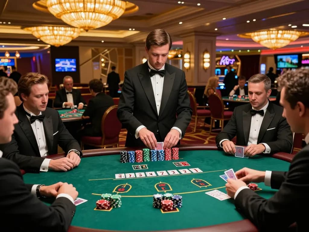 Players strategizing at a blackjack table while engaging in the thrill of S666 gambling action in a Las Vegas casino
