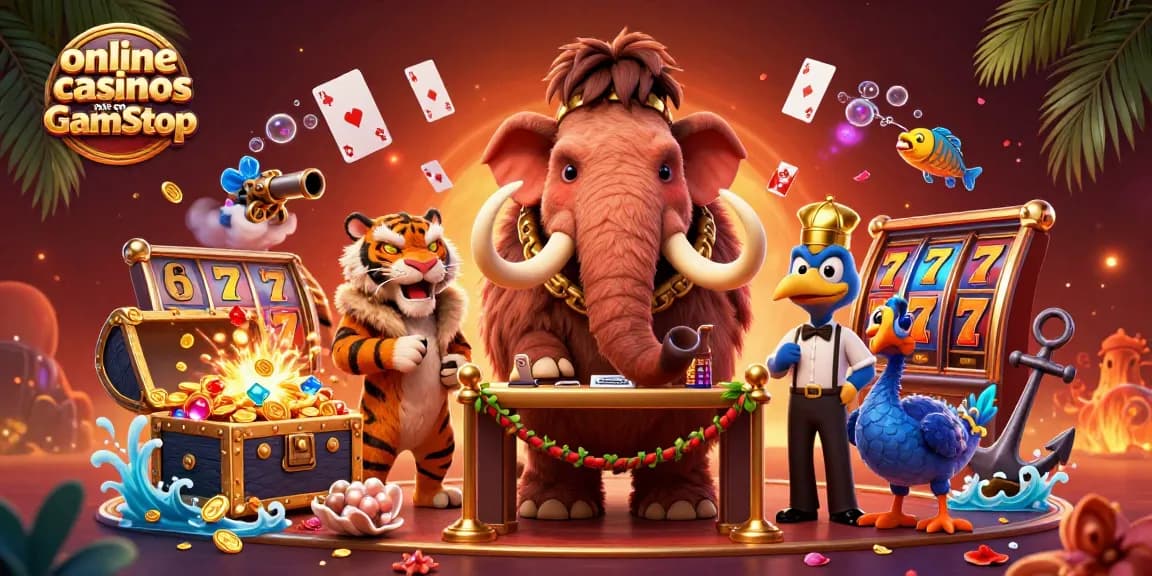 Join the excitement at online casinos not on GamStop with vibrant characters and casino elements.