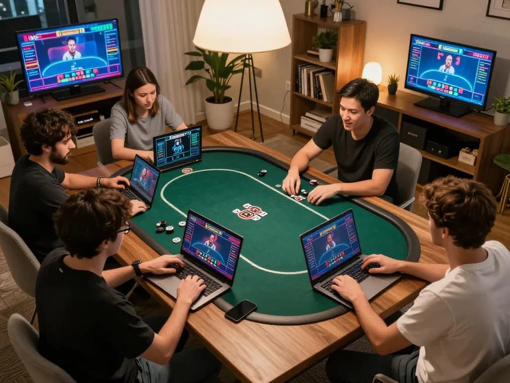 Players engage in dynamic poker gameplay on online platforms, showcasing the excitement of XO88 gaming.