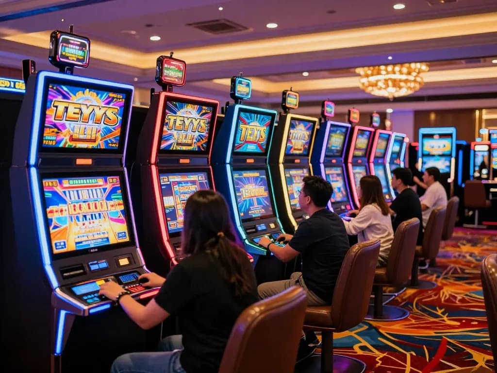 Players winning big on exciting slot777 machines in a vibrant casino atmosphere.