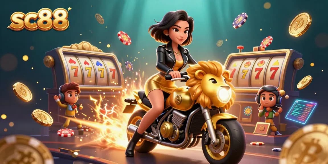 Play thrilling casino games at sc88 with vibrant visuals, showcasing slot reels and exciting promotions.