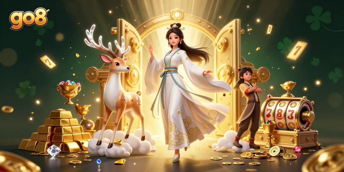 Experience excitement at go8 casino with captivating 3D illustration showcasing rich game elements.