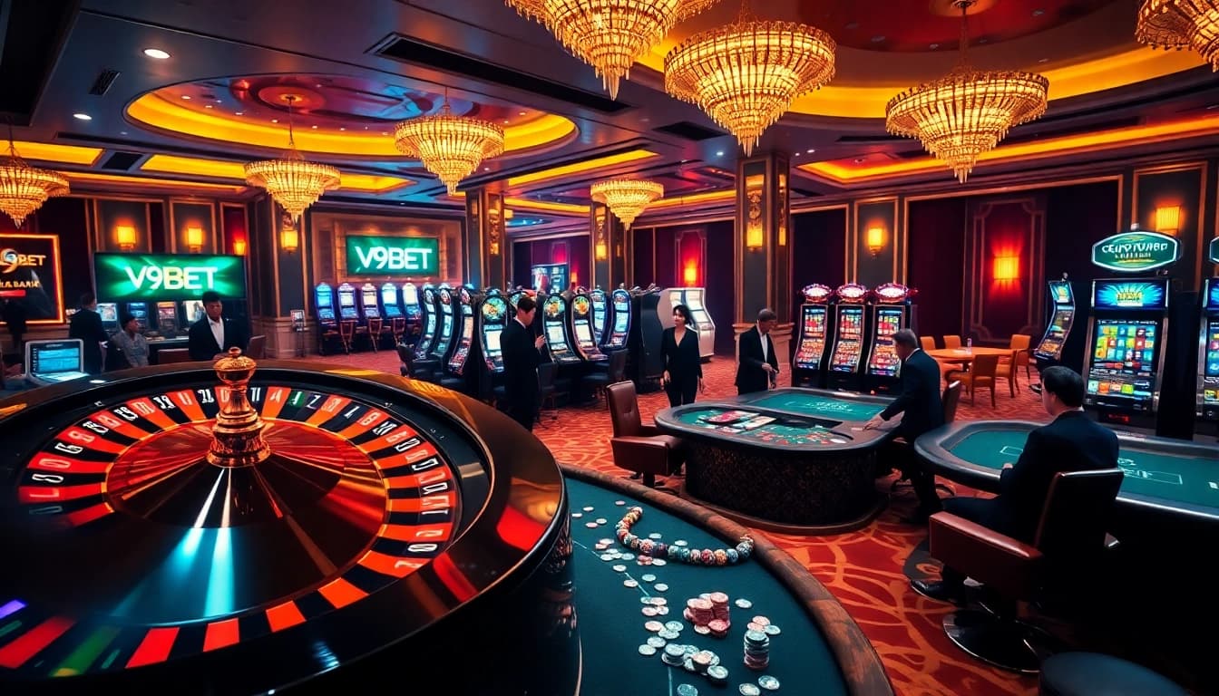 Experience the excitement of V9BET with vibrant casino tables and thrilling games.