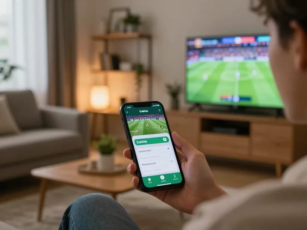 Cakhia mobile sports betting interface being explored in a cozy home environment.