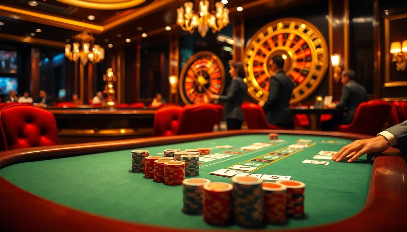 Experience the thrill of lương sơn with high-stakes poker, surrounded by vibrant casino energy.
