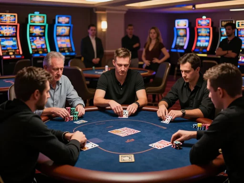 Experience intense gameplay of o8 trading during a high-stakes poker game in a luxurious casino