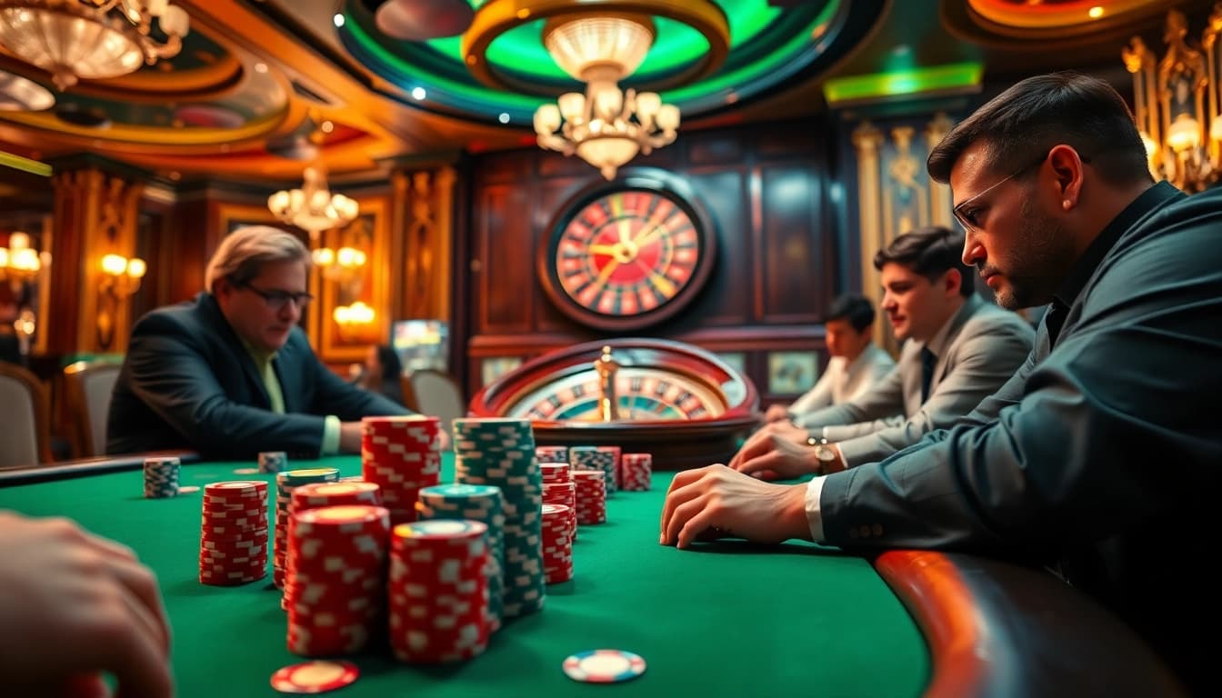 Experience the thrill of gambling at https://8s86.com/ with an exciting poker table scene.