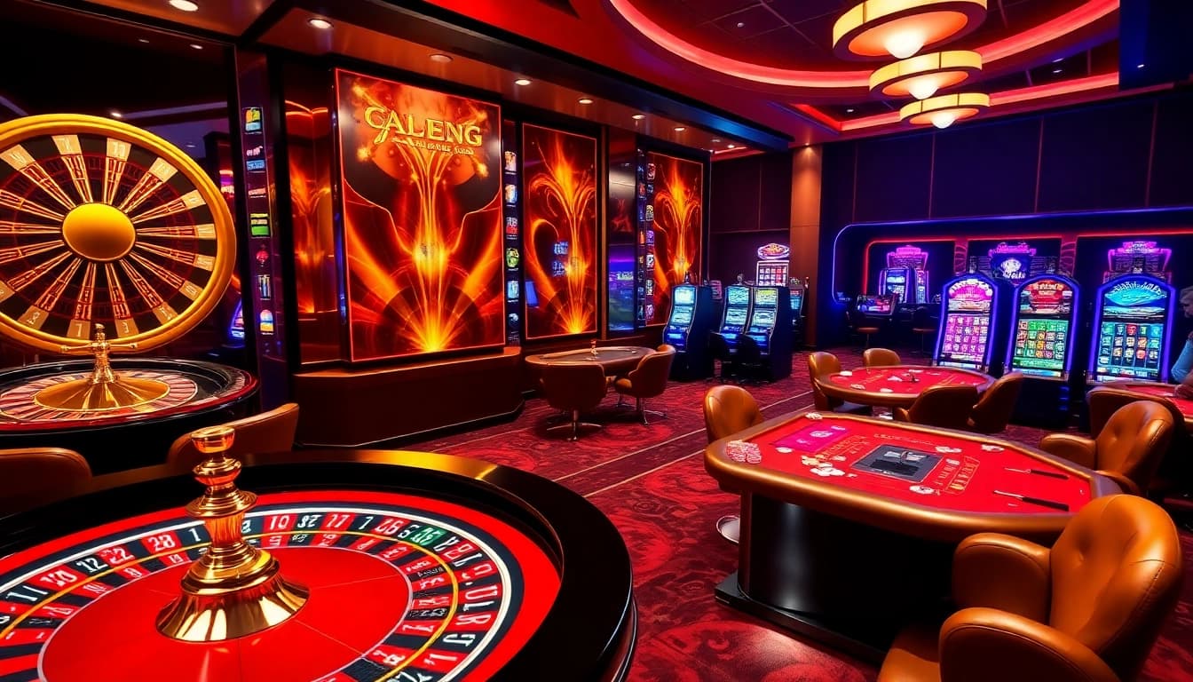 SAY88 casino features engaging gameplay with poker tables, roulette wheels, and vibrant slot machines.