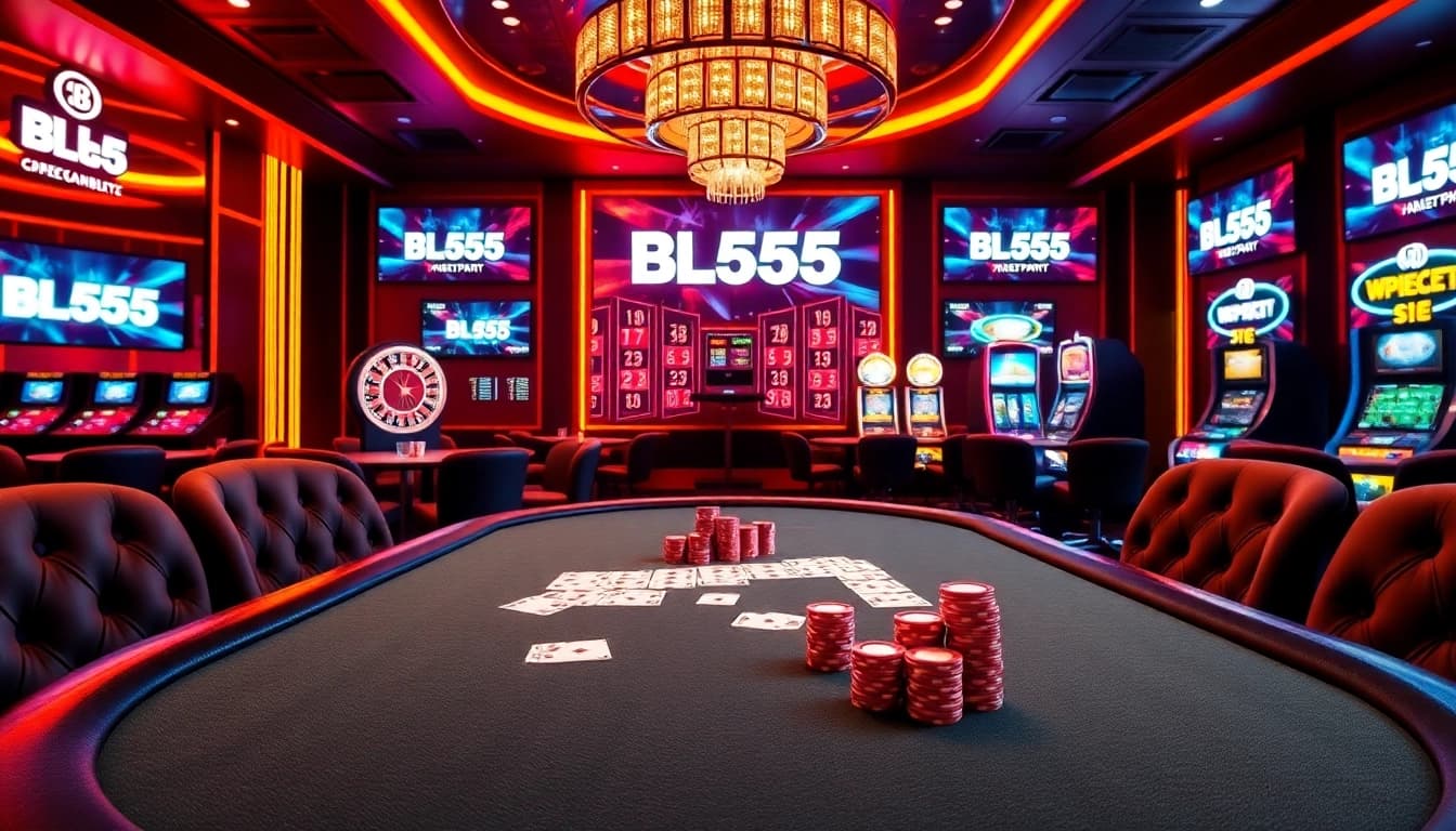 Experience the thrill of gaming at BL555 casino with exciting poker tables and vibrant slot machines.