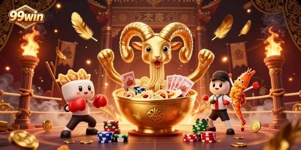 Engage with the vibrant 99win scene showcasing cartoon characters in an energetic casino environment.