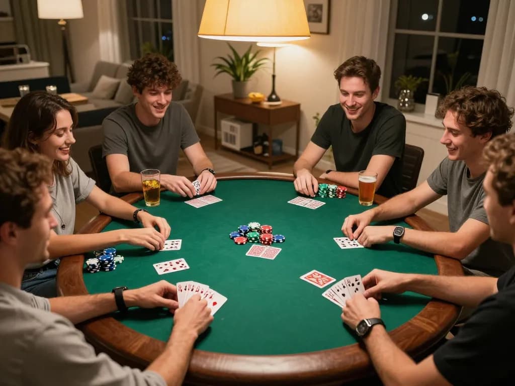 UU88 poker night with friends showcasing strategy and interaction around a round table.