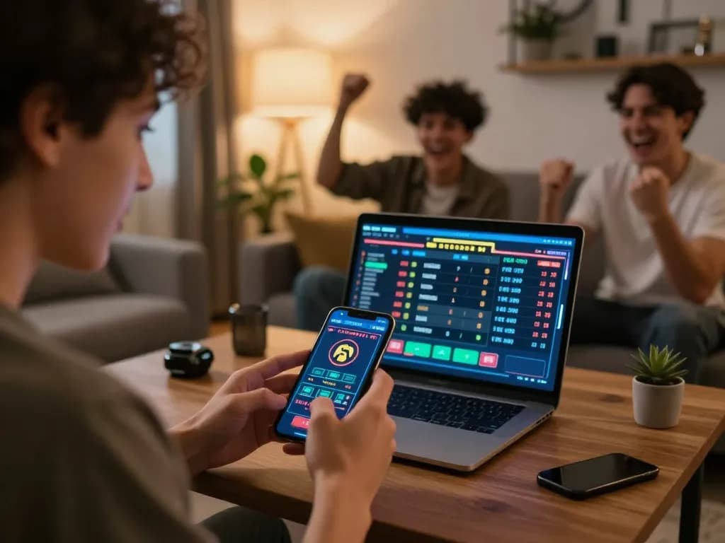 Excitement of placing live bets with 28Bet com during a sports event at home