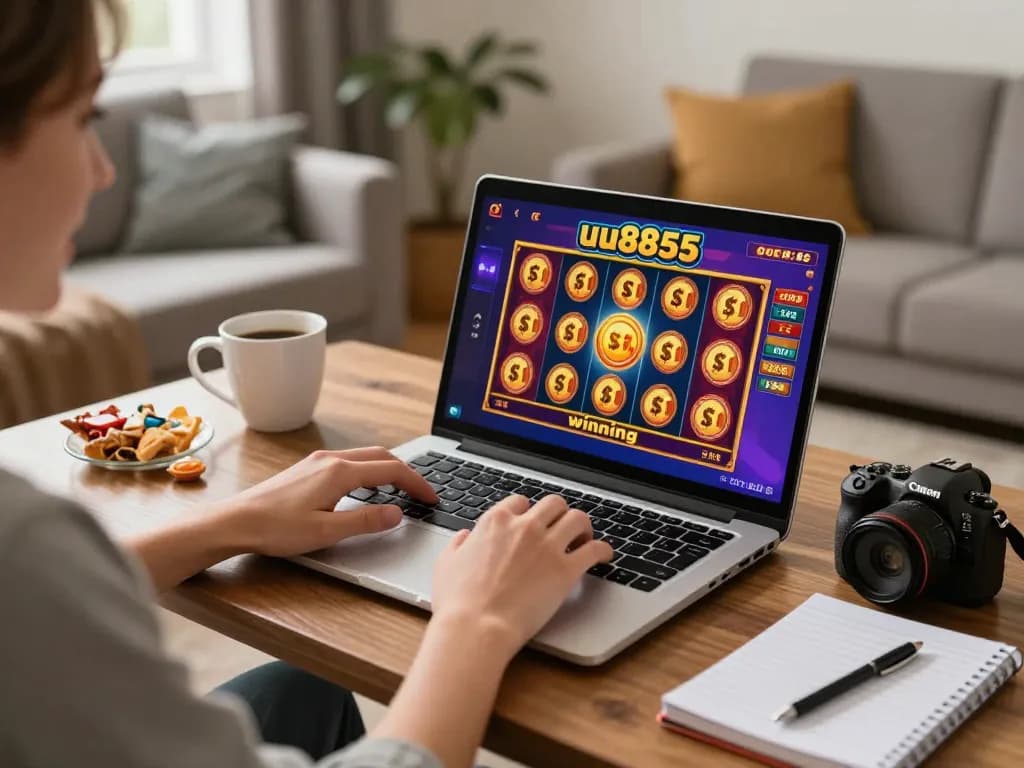 Player experiencing excitement from a winning spin on uu8855 online game.