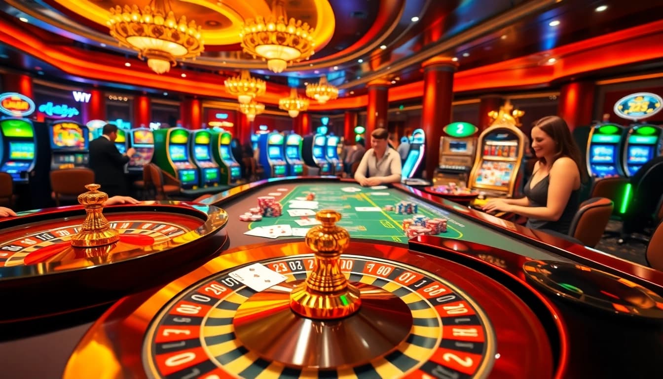 Engage with thrilling action at PS99's premier casino table featuring dealers, cards, and chips.