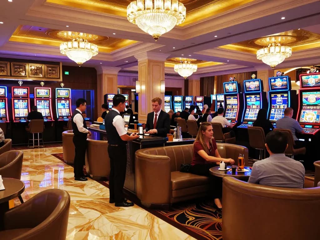 Engaged players at 789win casino enjoying dynamic gaming experience with vibrant atmosphere.