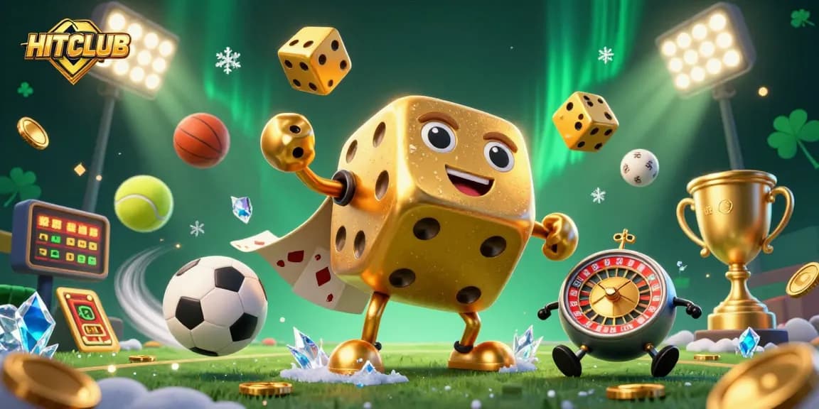 Join HITCLUB with an animated scene showcasing dynamic sports bets and colorful casino elements.