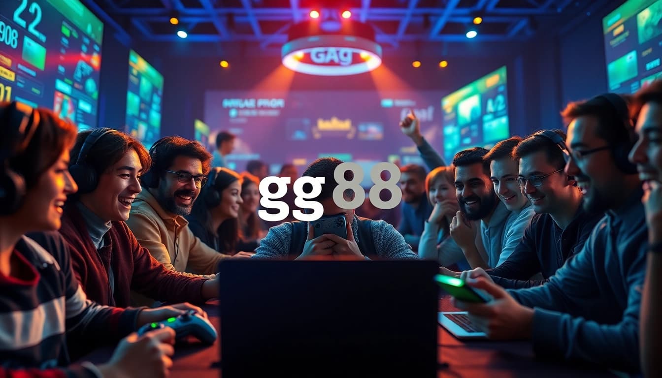 Players engaging with online games at gg 88, illuminated and modern interface.