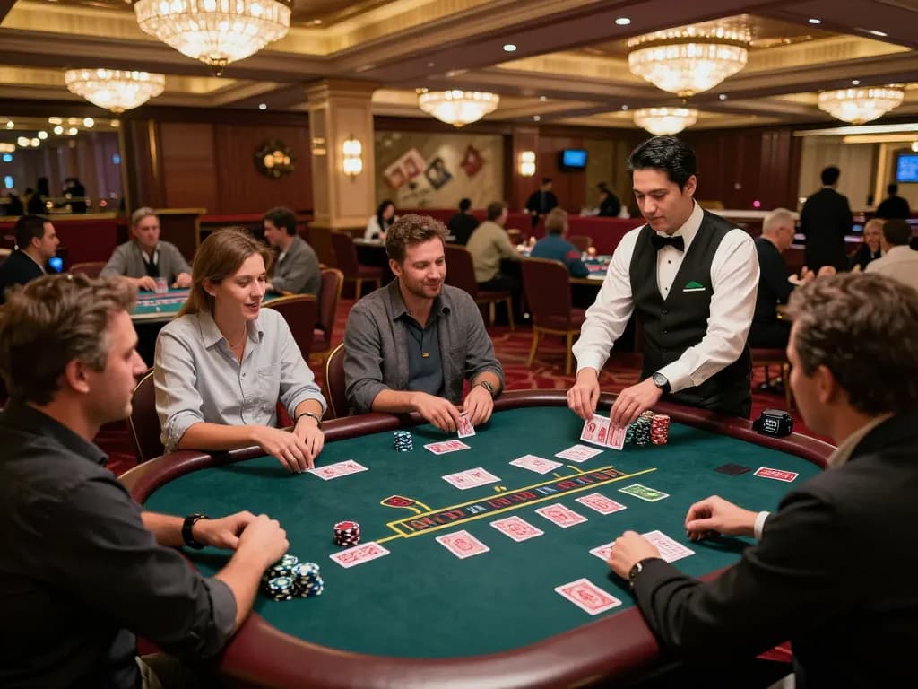 Engaging blackjack table gameplay at a luxurious casino featuring dn88 themed atmosphere and vibrant player interactions.