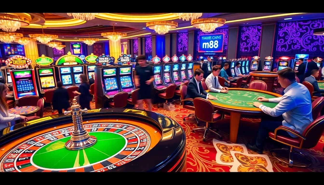 Players enjoying engaging games at m88 casino, showcasing excitement and action.