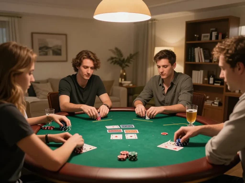 Players enjoying an exciting poker night, immersing in 123bet strategies while socializing.