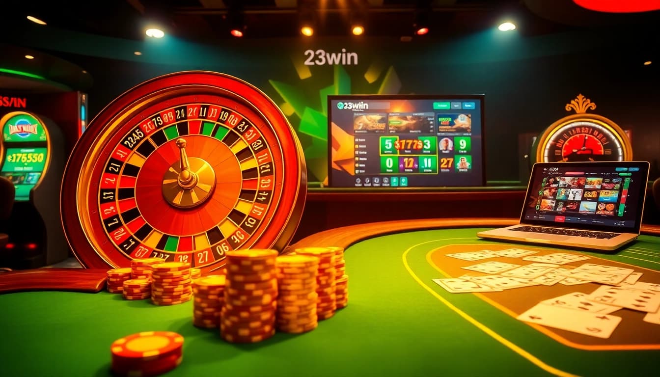 Experience the thrill of winning at 23win with vibrant casino tables and exciting gaming interfaces.
