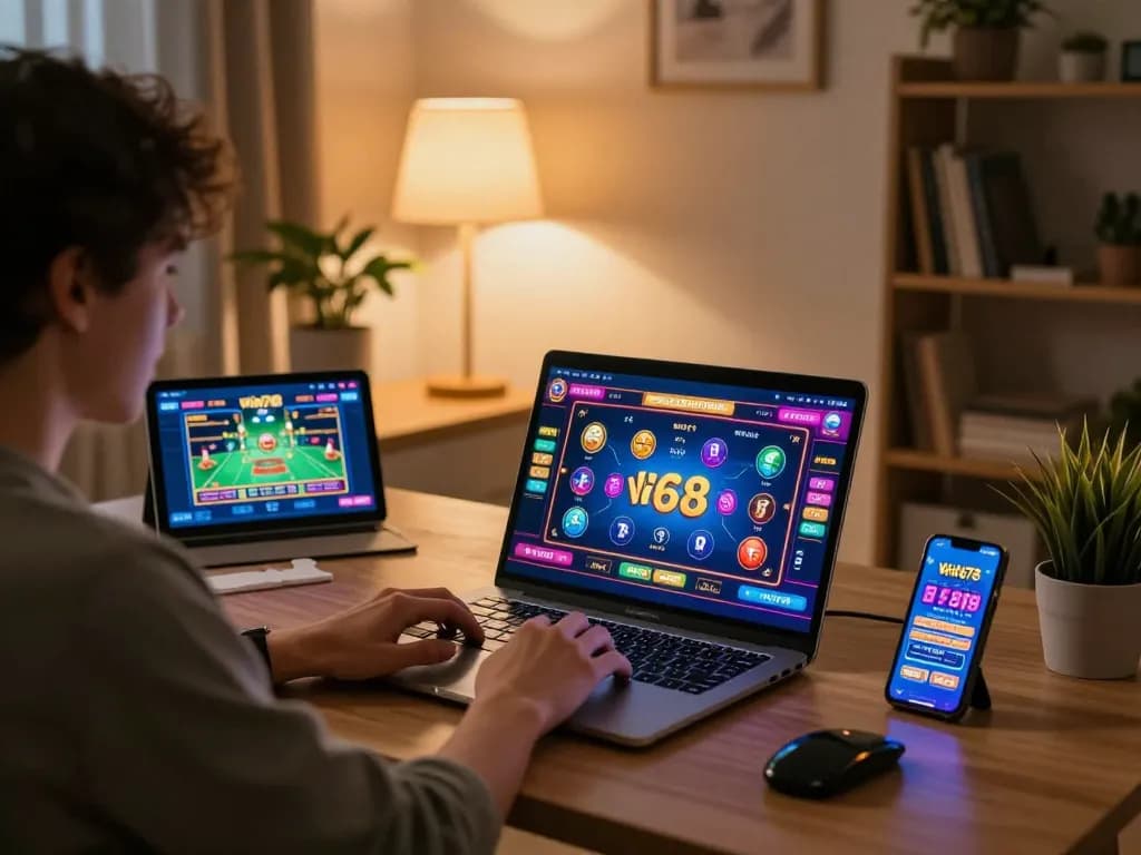 Experience the excitement of online gaming at the Trang chủ Win678 with vibrant game graphics and cozy atmosphere