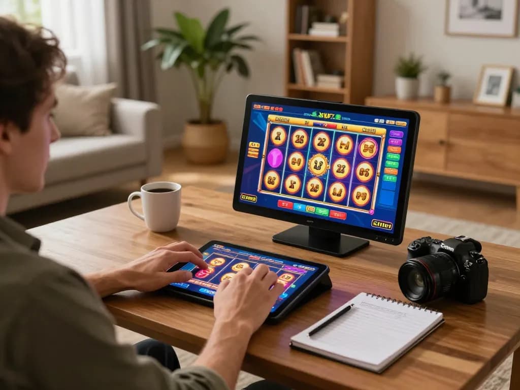 Engaging in slot games on https://9bet9.in.net with a cozy home setup fostering responsible gambling.