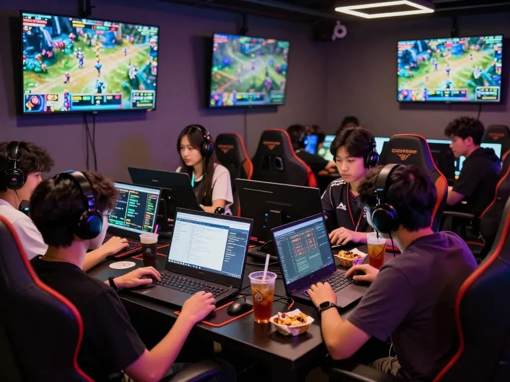 Engaging esports betting singapore scene with diverse gamers placing live bets in a vibrant lounge.