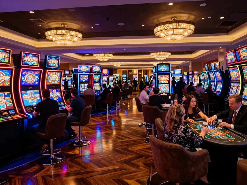 Players enjoying lively slots and games at SC88's vibrant casino atmosphere