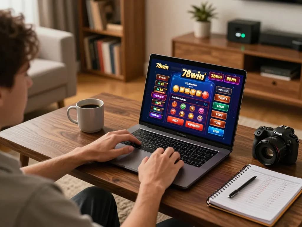 Engaging gameplay on 78win online platform with friends in a cozy setting