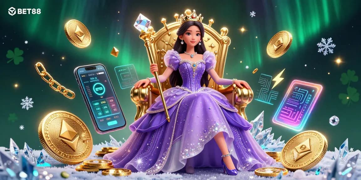 Engage with BET88's exclusive promotions and games in this vibrant 3D casino scene illustration.