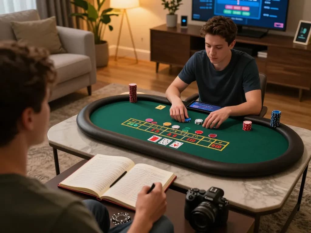 Engaging with a live dealer blackjack game on da88gg, showcasing strategic gameplay at home.
