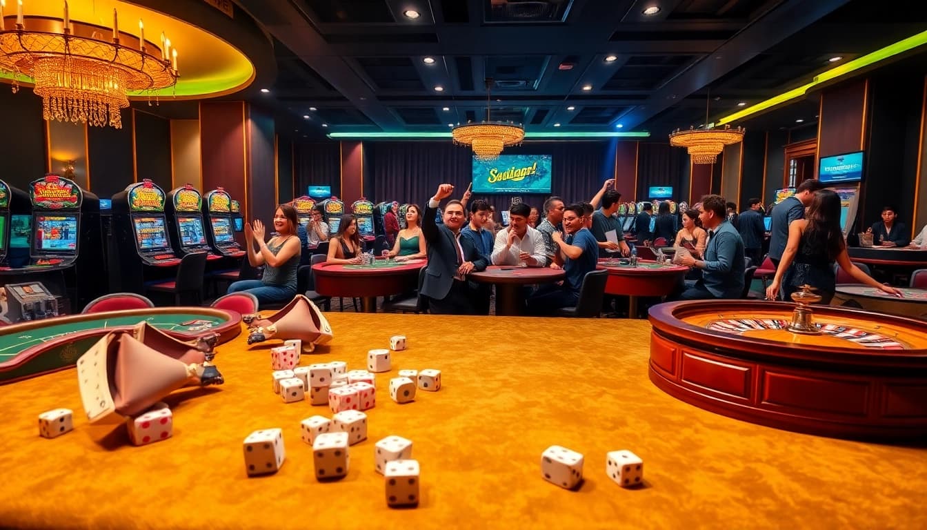 Experience thrilling gameplay at https://du88.sbs/ with vibrant casino elements featuring eager players and gaming tables.