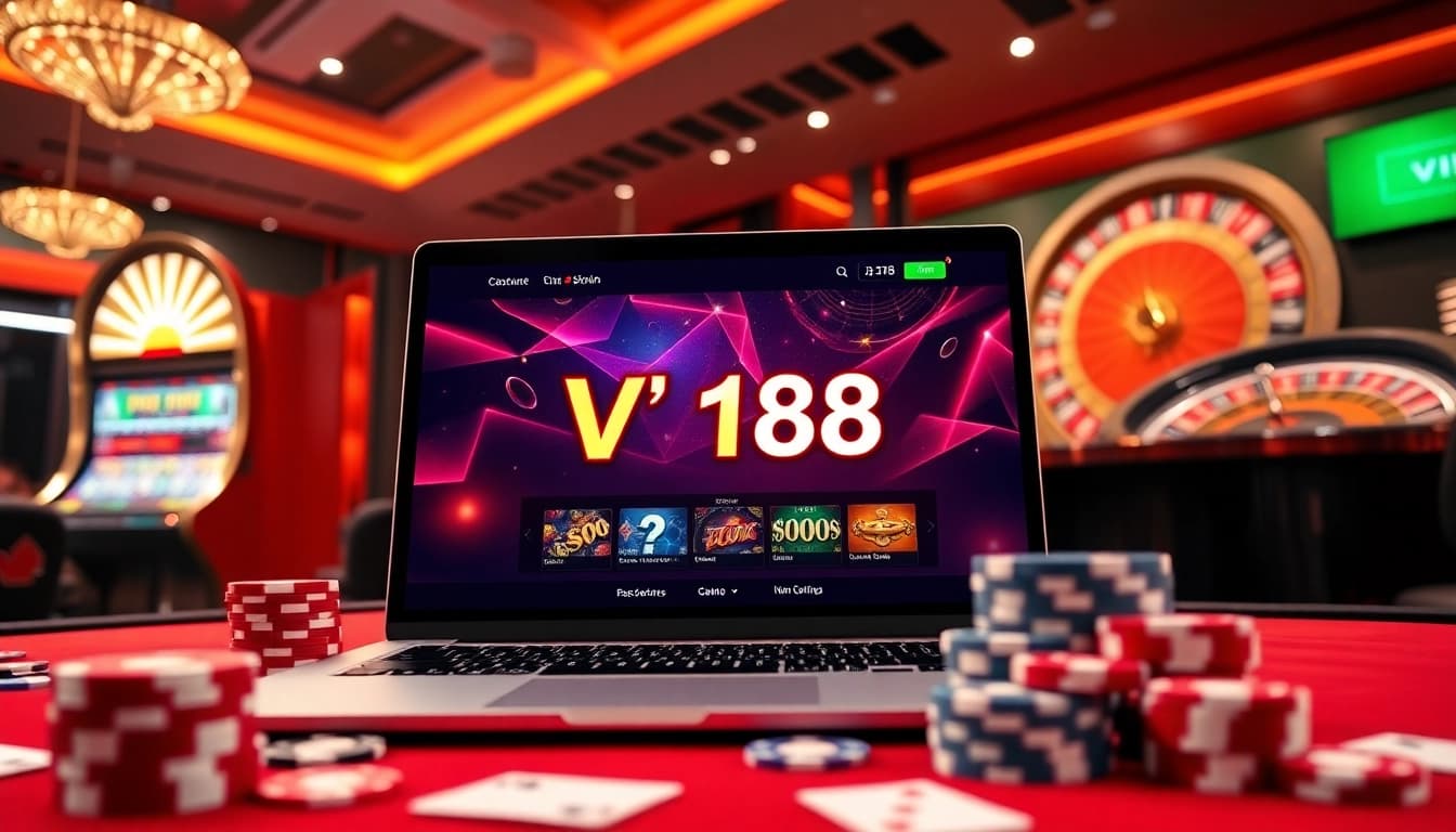 Experience the excitement of VN168 online gaming with vibrant casino elements.