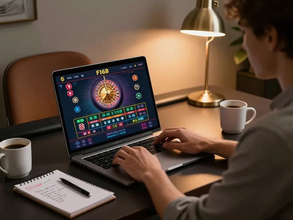 Engaging player using F168 platform for strategic online roulette gameplay.