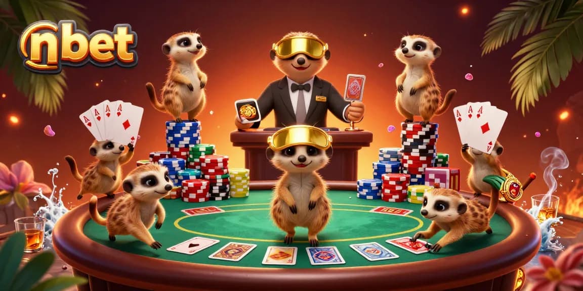 Experience thrilling gaming at n bet with meerkats hosting a vibrant casino scene.